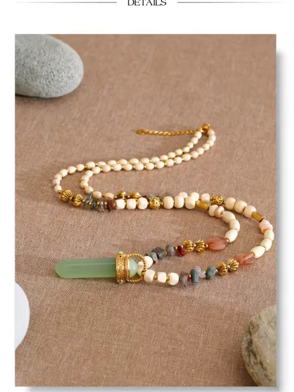 Whimsical Green Jade Beaded Necklace - Picture 5 of 15